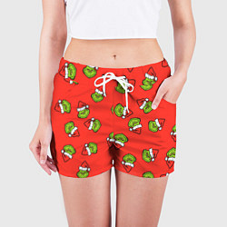 Шорты женские Гринч Похититель Рождества, цвет: 3D-принт — фото 2