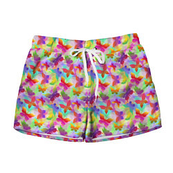 Женские шорты Разноцветные Бабочки Color