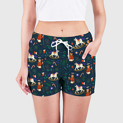 Шорты женские Рождественский узор Щелкунчик, цвет: 3D-принт — фото 2