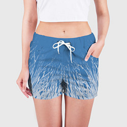 Шорты женские Коллекция Rays Лучи Голубой и серый Абстракция 650, цвет: 3D-принт — фото 2