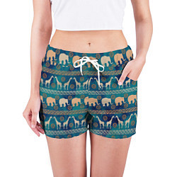 Шорты женские Жирафы и слоны, цвет: 3D-принт — фото 2