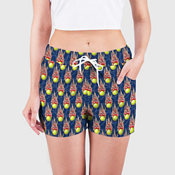 Шорты женские Теннисные мячики в огне, цвет: 3D-принт — фото 2