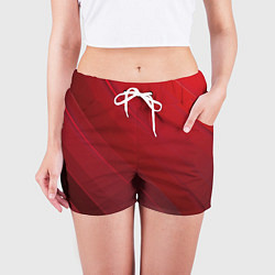 Шорты женские Полосы На красном Фоне, цвет: 3D-принт — фото 2