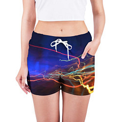 Шорты женские Neon vanguard pattern Lightning Fashion 2023, цвет: 3D-принт — фото 2