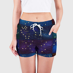 Шорты женские Самые известные созвездия Северного полушария лето, цвет: 3D-принт — фото 2