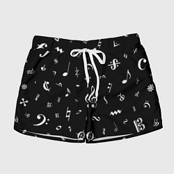 Женские шорты Нотные Знаки Белые на Черном