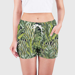 Шорты женские Экзотические Летние Цветы и Листва, цвет: 3D-принт — фото 2