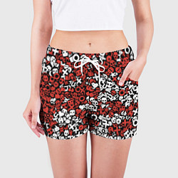 Шорты женские Красно-белые знаки LDR, цвет: 3D-принт — фото 2