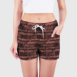 Шорты женские Стена из кирпича терракотового цвета Лофт, цвет: 3D-принт — фото 2