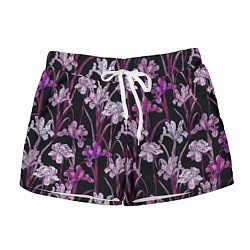 Женские шорты Цветы Фиолетовые Ирисы