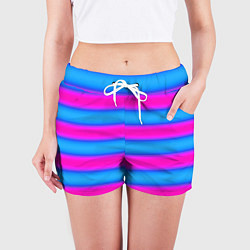 Шорты женские Striped pattern яркий неоновый полосатый узор, цвет: 3D-принт — фото 2