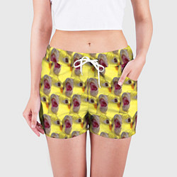 Шорты женские Попугай Корелла Орёт Мем, цвет: 3D-принт — фото 2
