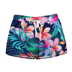 Женские шорты Яркие тропические цветы Лето