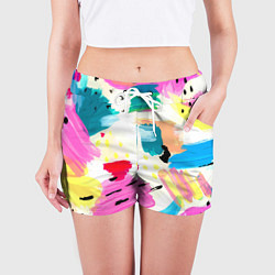 Шорты женские Всплески красок Лето, цвет: 3D-принт — фото 2