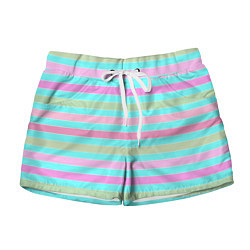 Женские шорты Pink turquoise stripes horizontal Полосатый узор