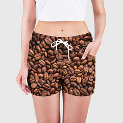 Шорты женские Зерна жареного кофе, цвет: 3D-принт — фото 2