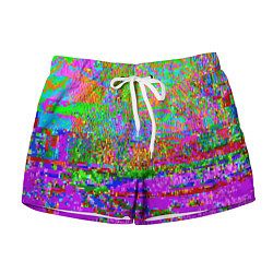 Шорты женские Пиксельный глитч-арт паттерн, цвет: 3D-принт