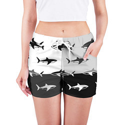 Шорты женские Стая акул - pattern, цвет: 3D-принт — фото 2