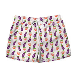 Шорты женские Баклажаны и персики паттерн, цвет: 3D-принт