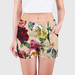 Шорты женские Цветы Нарисованные Красные Розы и Лилии, цвет: 3D-принт — фото 2