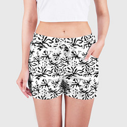 Шорты женские Черно белый абстрактный модный узор, цвет: 3D-принт — фото 2