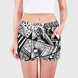 Шорты женские Черно белый узор, цвет: 3D-принт — фото 2