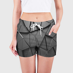 Шорты женские Треугольники серые, цвет: 3D-принт — фото 2