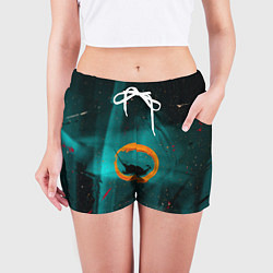 Шорты женские Абстрактные светло-синие оттенки и мазки красок, цвет: 3D-принт — фото 2
