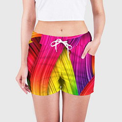 Шорты женские Multicolored ribbons, цвет: 3D-принт — фото 2