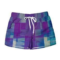 Женские шорты Геометрические объёмные фиолетовые кубы