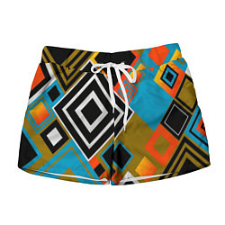 Женские шорты Фон из разноцветных квадратов