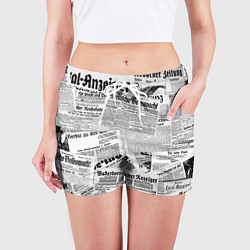 Шорты женские Газетный коллаж, цвет: 3D-принт — фото 2