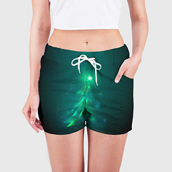 Шорты женские Новогодняя неоновая кибер-елочка, цвет: 3D-принт — фото 2