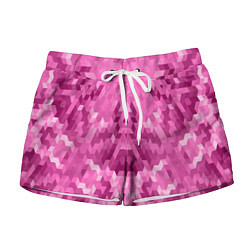 Женские шорты Яркий малиново-розовый геометрический узор