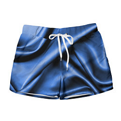 Шорты женские Складки гладкой синей ткани, цвет: 3D-принт