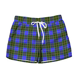 Женские шорты Ткань Шотландка сине-зелёная
