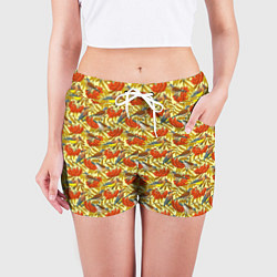 Шорты женские Дрозды и свиристели на рябине, цвет: 3D-принт — фото 2