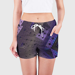 Шорты женские Абстрактный фиолетовый геометрический лабиринтовый, цвет: 3D-принт — фото 2