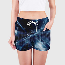 Шорты женские Тёмно-ледяной фон и бесконечный код, цвет: 3D-принт — фото 2