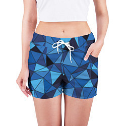 Шорты женские Синие треугольники, абстракт, цвет: 3D-принт — фото 2