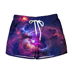 Женские шорты Небула в космосе в фиолетовых тонах - нейронная се