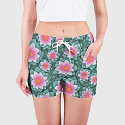 Шорты женские Цветы с оптическим эффектом, цвет: 3D-принт — фото 2