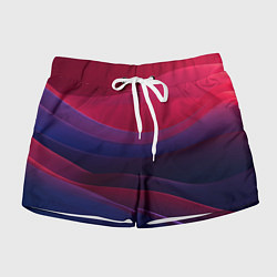 Шорты женские Сине красные волны - градиент, цвет: 3D-принт