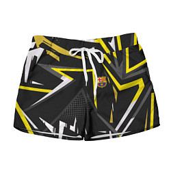 Шорты женские ФК Барселона эмблема, цвет: 3D-принт