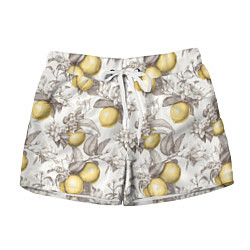 Женские шорты Лимоны - винтаж графика: паттерн