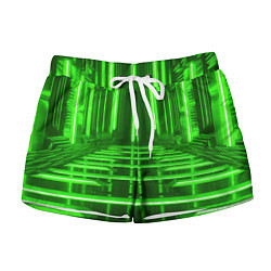 Шорты женские Зеленые световые объекты, цвет: 3D-принт