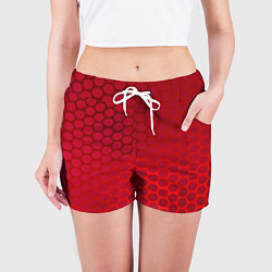 Шорты женские Сотовый красный градиент, цвет: 3D-принт — фото 2