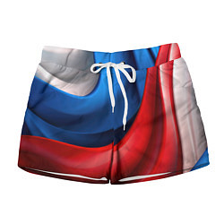 Женские шорты Объемная абстракция в цветах флага РФ