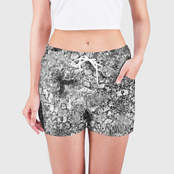 Шорты женские Черно-белый мозаичный узор, цвет: 3D-принт — фото 2