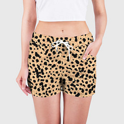 Шорты женские Пятнистый паттерн светло-коричневый, цвет: 3D-принт — фото 2